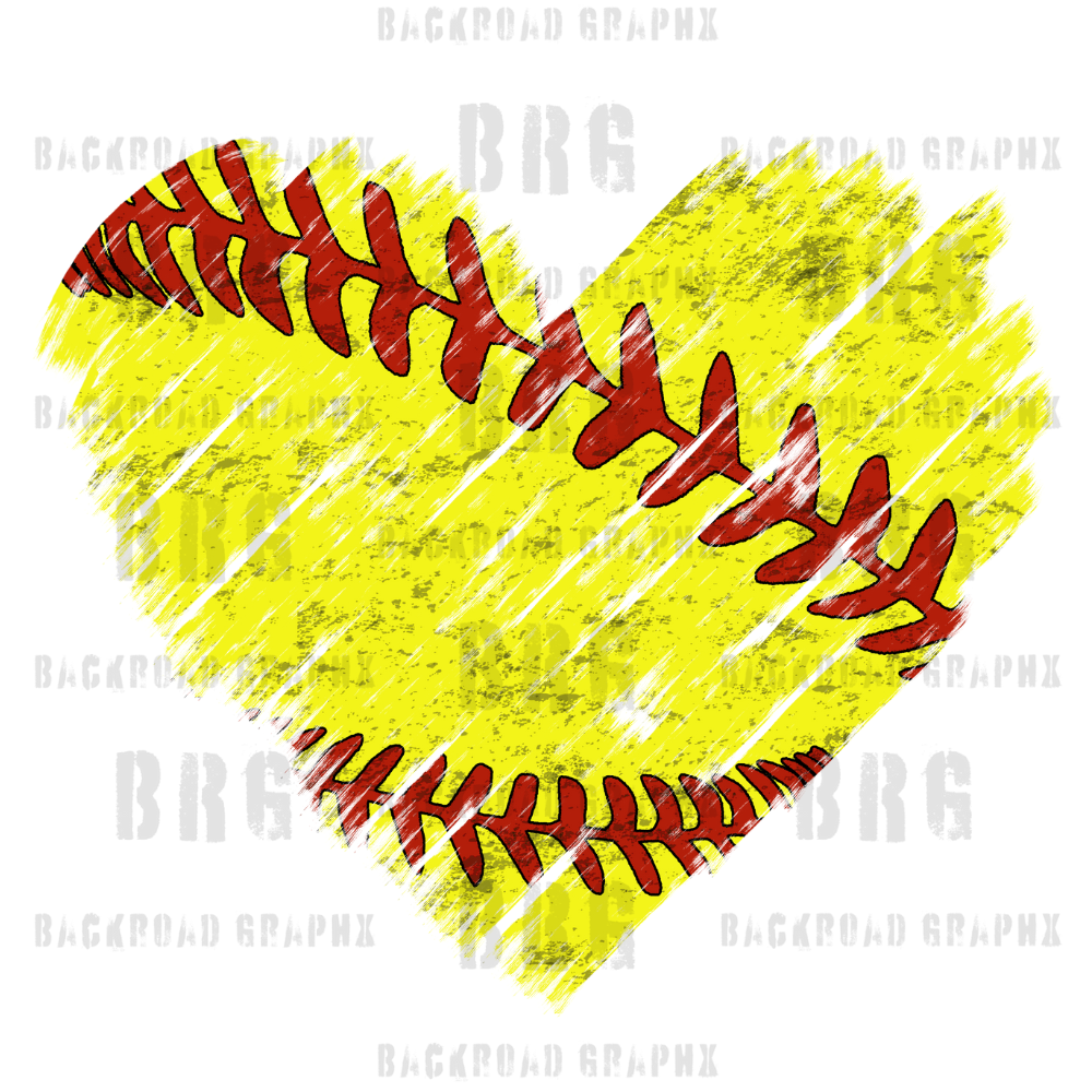 Softball Heart Transfer Backroad Graphx Best DTF Transfers Near Me UVDTF Stickers decals embroidery swag heat transfers direct to film