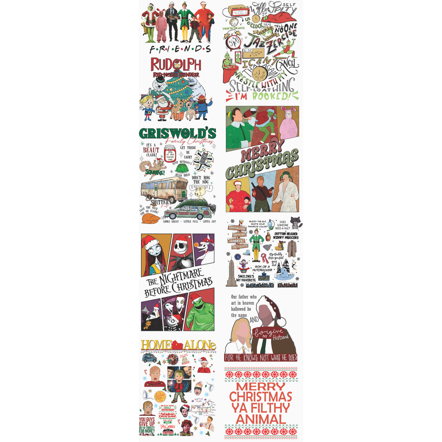 Christmas Movies Premade Gangsheet Backroad Graphx Best DTF Transfers Near Me UVDTF Stickers decals embroidery swag heat transfers direct to film