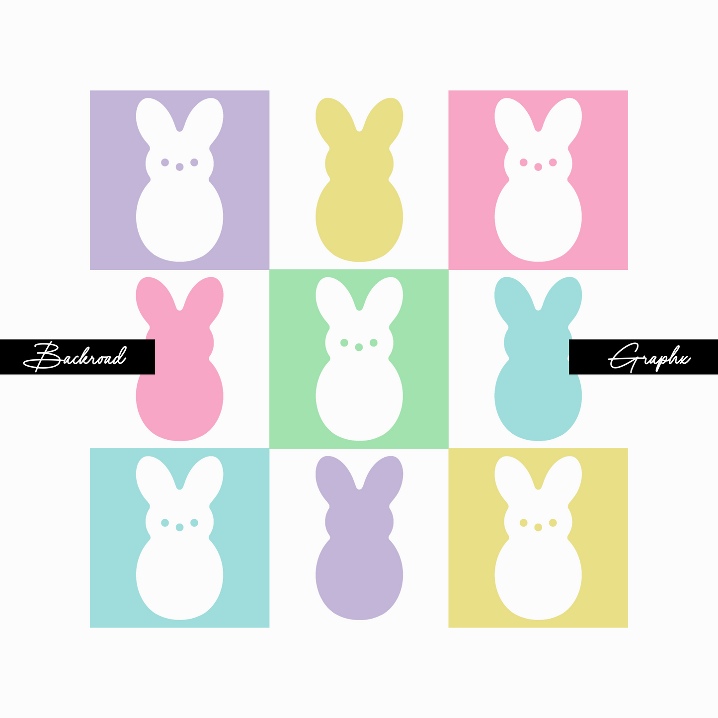 Checkered Peeps Easter Transfer
