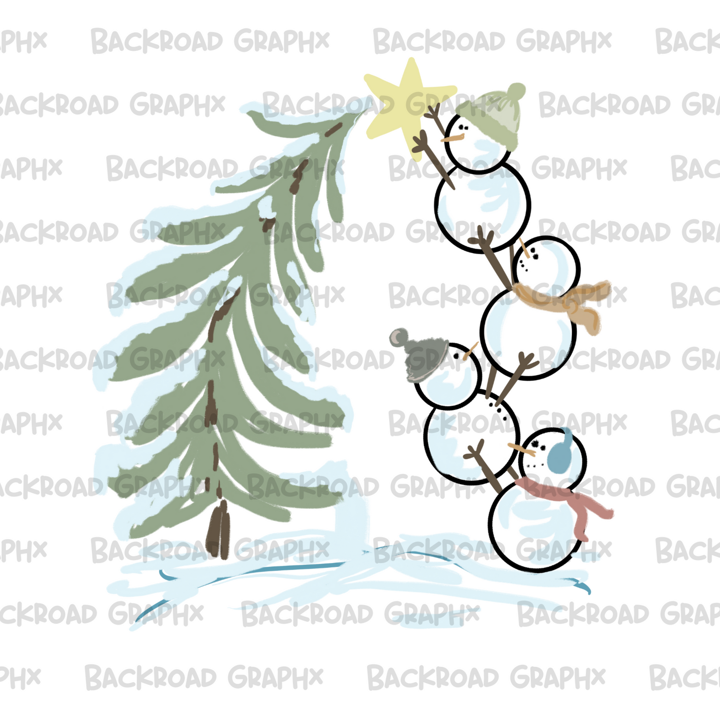 Snowmen tree star transfer