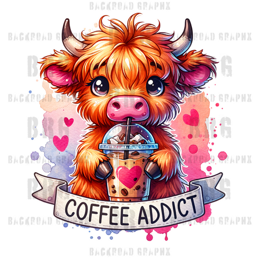 Coffee Addict Cow Transfer