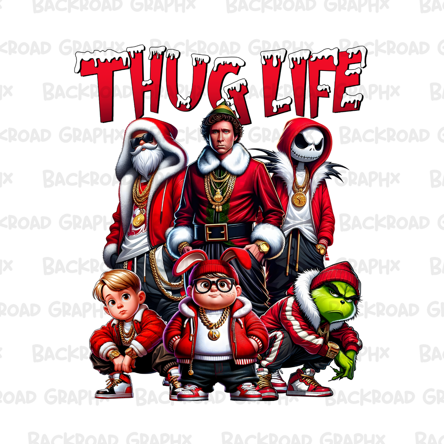 Christmas Characters Thug Life Transfer