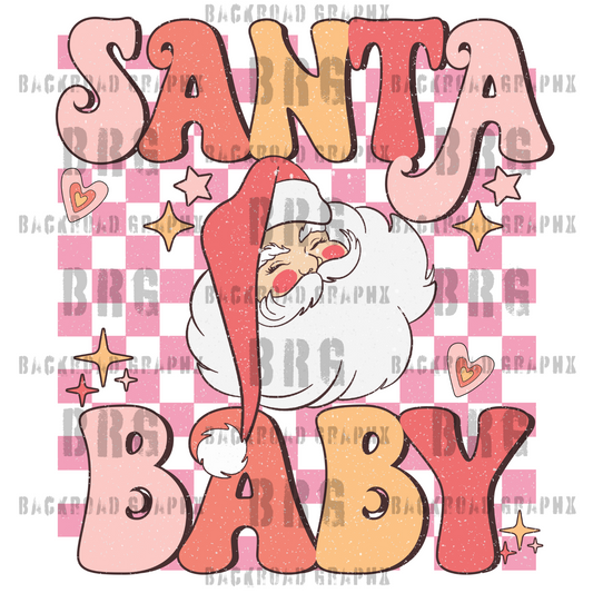 Santa Baby in Pink Transfer