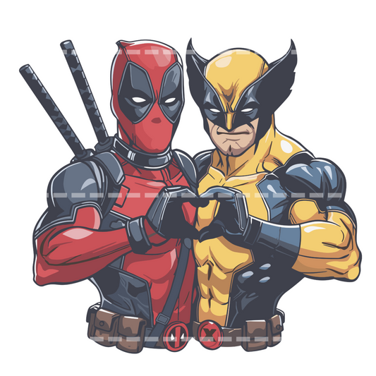 Deadpool and Wolverine heart hands