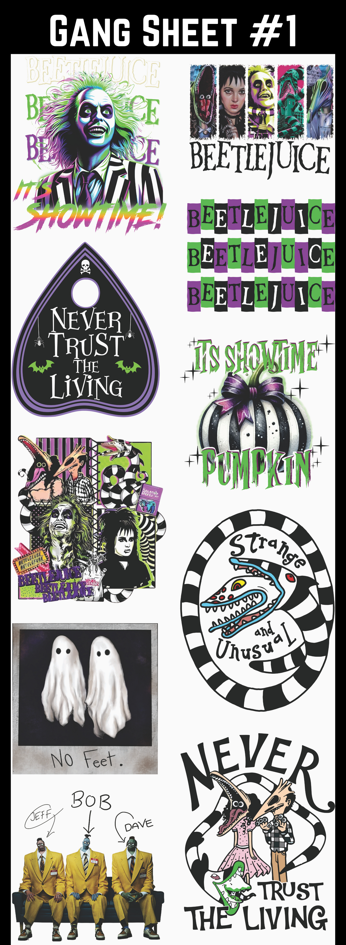 BEETLEJUICE Pre-made Gangsheets Backroad Graphx Best DTF Transfers Near Me UVDTF Stickers decals embroidery swag heat transfers direct to film
