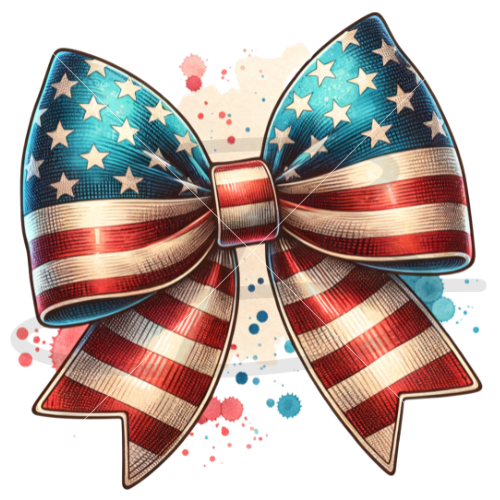 Patriotic Flag Bow Backroad Graphx Best DTF Transfers Near Me UVDTF Stickers decals embroidery swag heat transfers direct to film