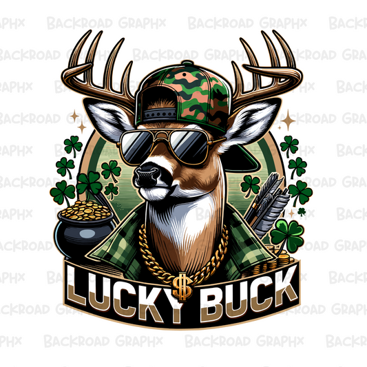 St. Patrick's Lucky Buck Transfer Backroad Graphx Best DTF Transfers Near Me UVDTF Stickers decals embroidery swag heat transfers direct to film