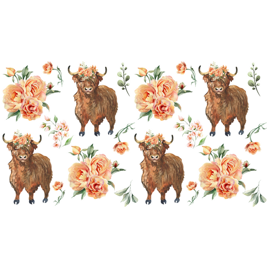 floral cows 3d printing DTF UVDTF tshirts t-shirt apparel htv premade