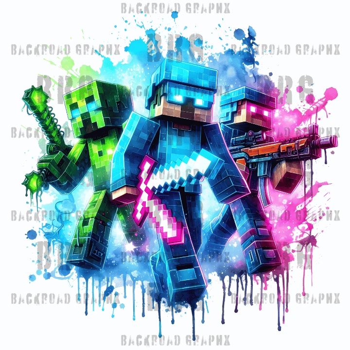 Minecraft Backroad Graphx Best DTF Transfers Near Me UVDTF Stickers decals embroidery swag heat transfers direct to film