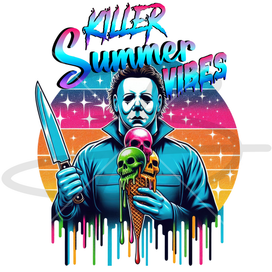 Killer Summer Vibes Michael Backroad Graphx Best DTF Transfers Near Me UVDTF Stickers decals embroidery swag heat transfers direct to film