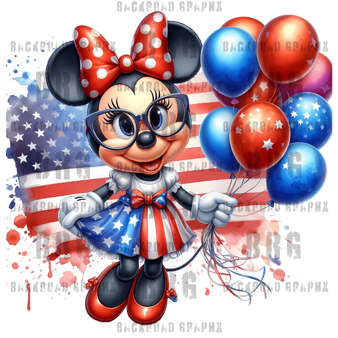Patriotic Minnie Backroad Graphx Best DTF Transfers Near Me UVDTF Stickers decals embroidery swag heat transfers direct to film