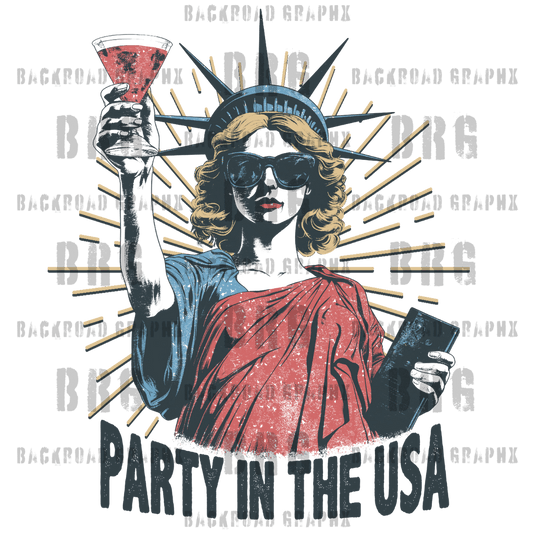 Party in the USA Backroad Graphx Best DTF Transfers Near Me UVDTF Stickers decals embroidery swag heat transfers direct to film