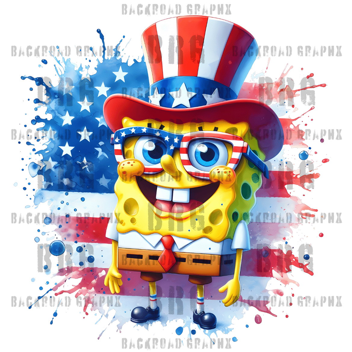 Patriotic Spongebob Backroad Graphx Best DTF Transfers Near Me UVDTF Stickers decals embroidery swag heat transfers direct to film