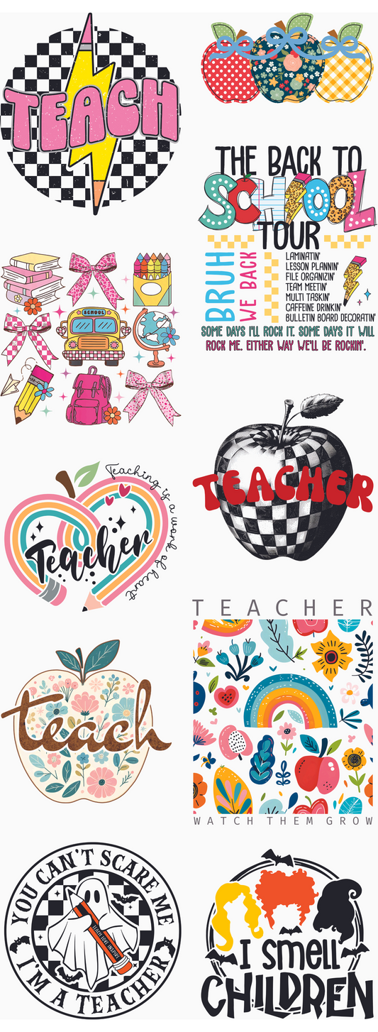 Teacher 2024 Gangsheet Backroad Graphx Best DTF Transfers Near Me UVDTF Stickers decals embroidery swag heat transfers direct to film